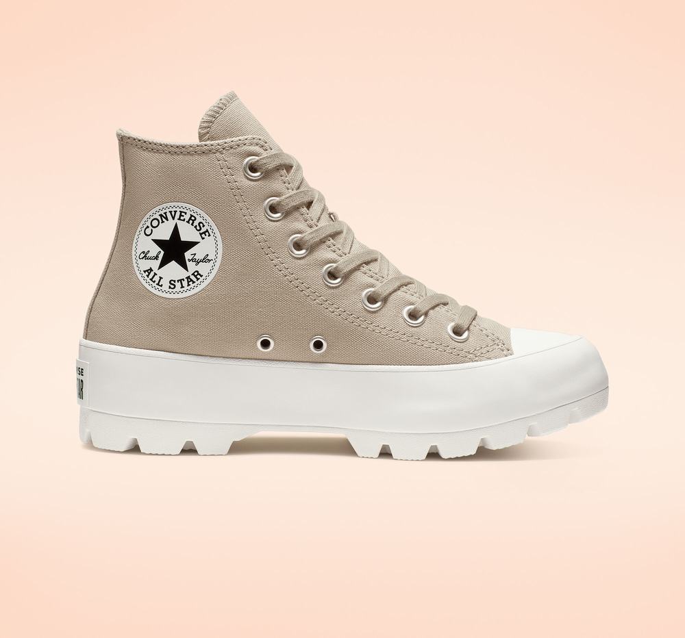 Tenis Converse Chuck Taylor All Star Lugged Cano Alto Mulher Bege/Branco 378065NEK